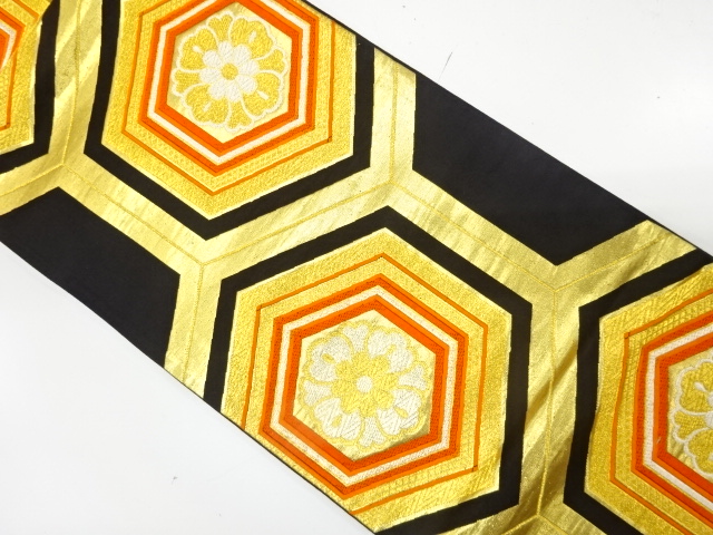 JAPANESE KIMONO / ANTIQUE FUKURO OBI / SILK / WOVEN FLORAL KIKKO